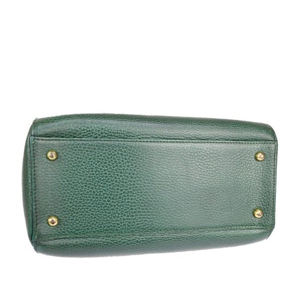 MUST DE CARTIER 2C Logo Hand Bag Leather Green Gold Made In Spain 35RH796 - Picture 5 of 15